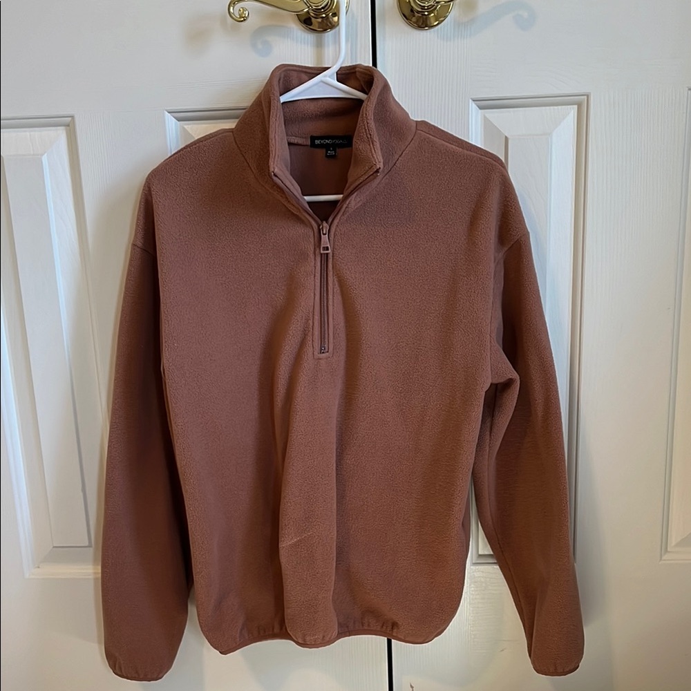 Beyond Yoga Dusty Rose Quarter-Zip Sweater